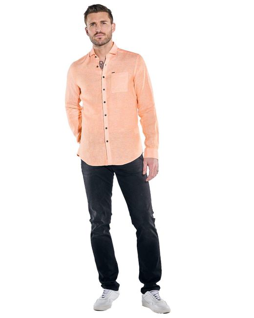 emilio adani Langarmhemd Langarm-Hemd aus Leinen in Pink für Herren