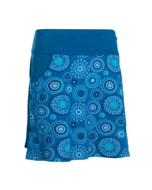Vishes Blue Minirock Baumwolle Mandala-Muster extra breiter Bund