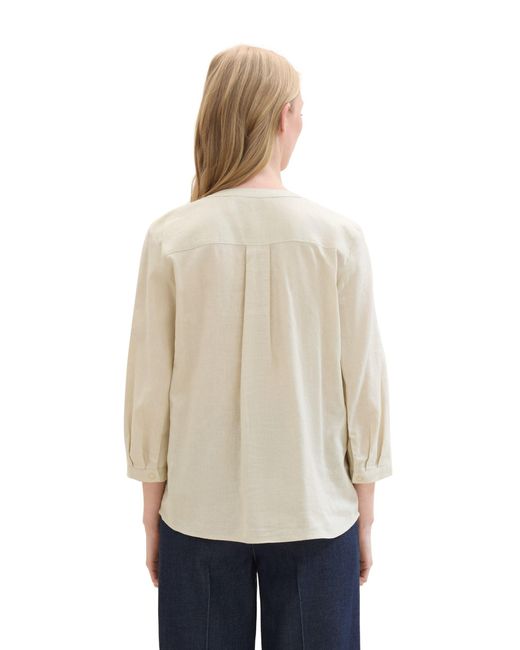 Tom Tailor White Blusentop easy shape blouse with linen