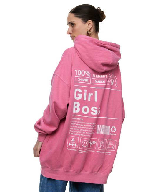 Worldclassca Pink Oversized Hoodie Kapuzenpullover Sweat PRINT