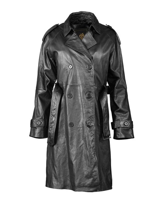 Apple Of Eden Black Ledermantel AOE-145 mit Knopfleiste und Gürtel