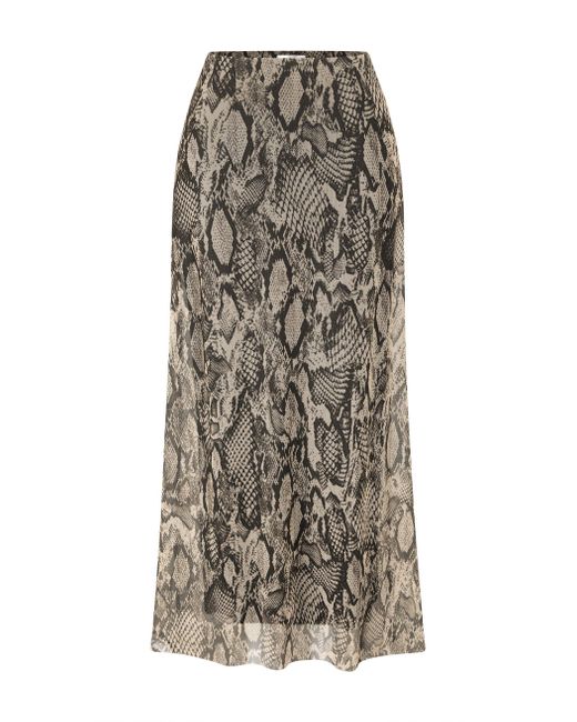 SassyClassy Brown Midirock Midi Rock lang mit halbtransparentem Mesh Fließender Rock in Animalmuster