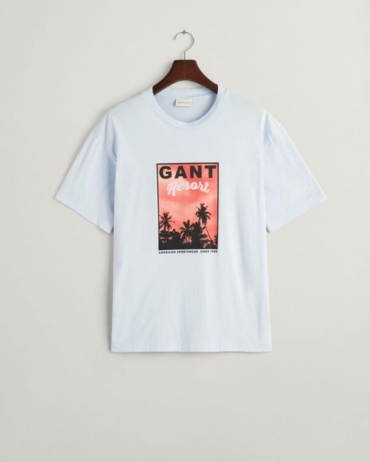 Gant Washed Graphic T-Shirt in White für Herren