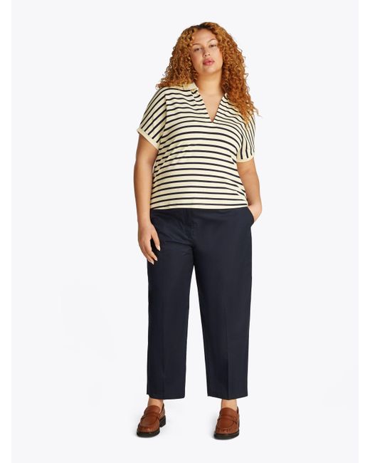 Tommy Hilfiger Natural Poloshirt CRV LYOCELL OPEN-NK POLO SS in Groß Größen