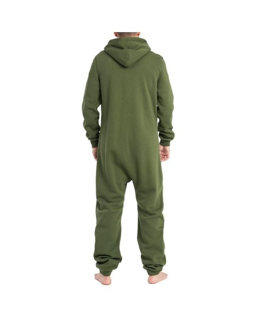 Basisstoff Jumpsuit Sheesh Overall Onesie Einteiler Hausanzug Baumwolle in Green für Herren