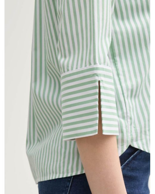 Tom Tailor Green Langarmbluse Loose Fit Bluse mit Streifenmuster