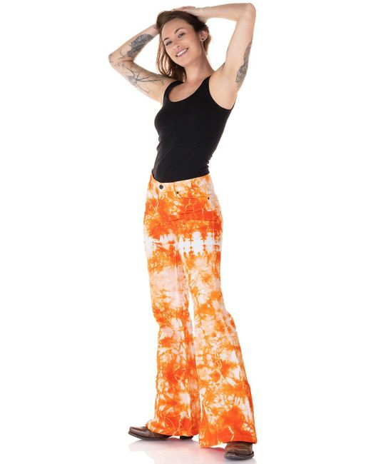 Comycom Schlaghose Batik orange weiss