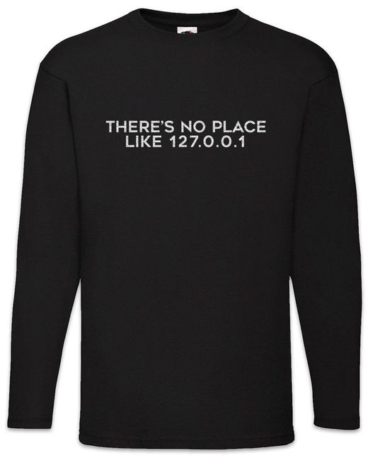 Urban Backwoods Langarmshirt There's No Place Like 127.0.0.1 Langarm T-Shirt Fun Binary Code Binär in Black für Herren