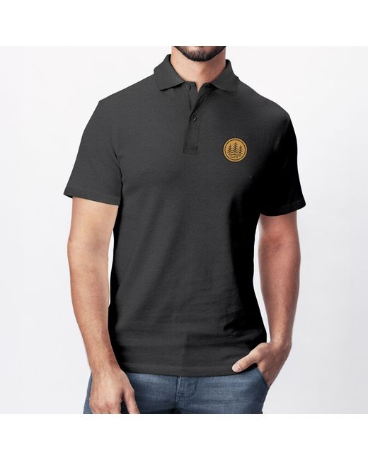 Neverless Poloshirt Grafik Logo Wald– Kurzarm Polo Sommer Casual mit Print in Black für Herren