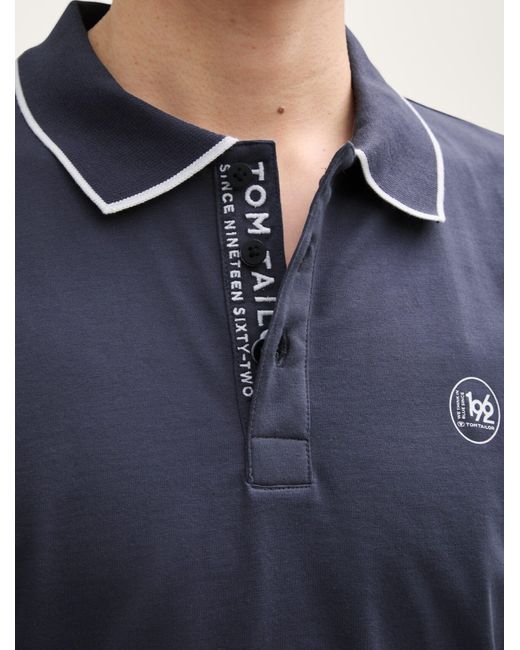 Tom Tailor Piqué Poloshirt mit Print in Blue für Herren