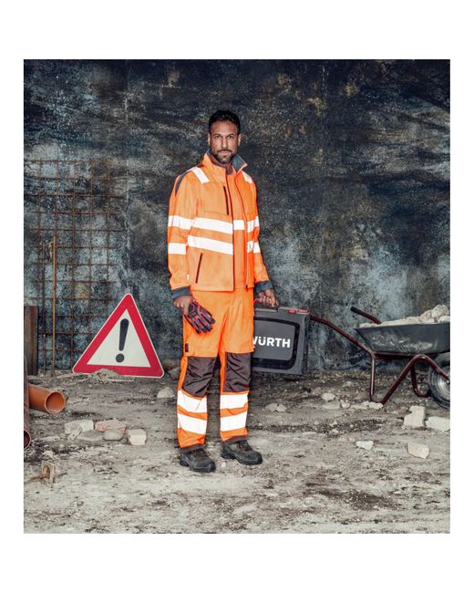 Würth MODYF Neon Warnschutz EN 20471 Wetterfeste HI-VIS Softshelljacke in Orange für Herren