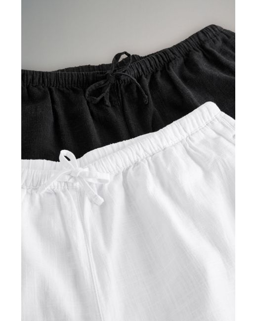 The Set White Leinenhose Hose mit weitem Bein, Gummibund, 2er-Pack (2-tlg)