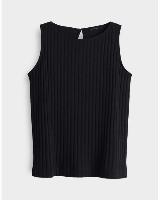 Opus Black Shirttop IPOMA SLIT Regular in Rippstruktur