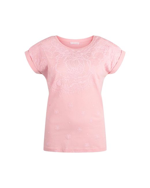 modee Pink Kurzarmshirt Meltemi mit plastischem Blütenprint