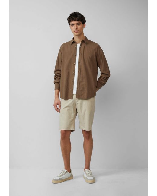 S.oliver Langarmhemd Regular Fit: Gestreiftes Hemd aus Baumwoll- und Leinenmix Garment Dye in Brown für Herren