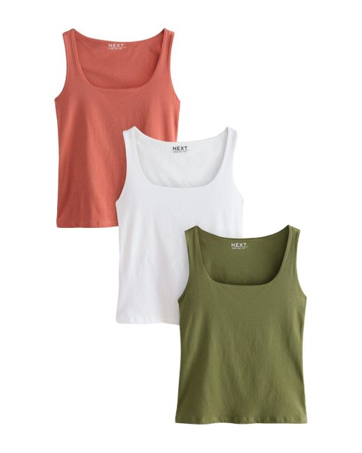 Next Green Shirttop Top mit eckigem Ausschnitt (3-tlg)