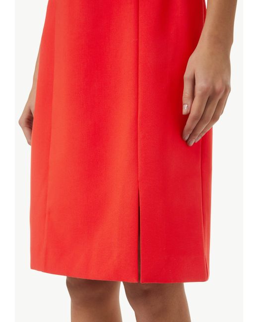 Comma, Red Minikleid Kleid mit U-Boot-Ausschnitt und verdecktem Reißverschluss Schlitz