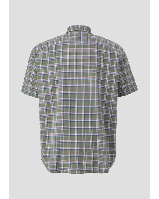 S.oliver Regular: Gemustertes Kurzarmhemd mit Brusttasche in Gray für Herren