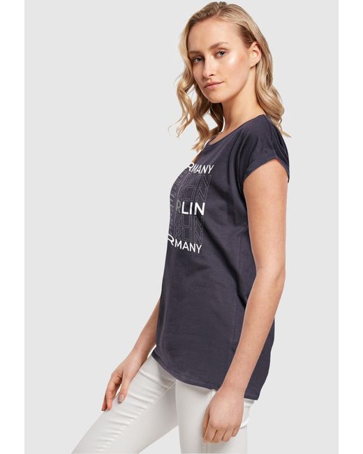 Merchcode Blue T-Shirt Ladies Berlin X Extended Shoulder Tee (1-tlg)