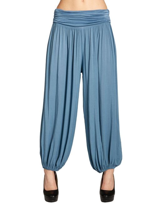 Caspar Blue Stoffhose KHS035 leichte Sommer Haremshose mit hohem Stretch Bund