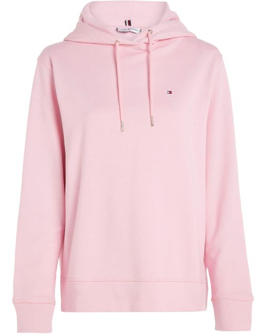 Kapuzensweatshirt Lyst HOODIE & Hilfiger Tommy REGULAR Pink | in Print Markenlabel mit DE metalicfarbenen