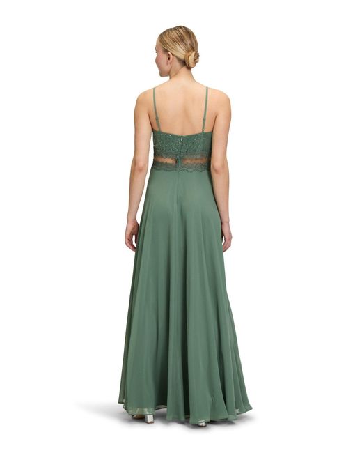 Vera Mont Green Abendkleid mit Spitze Dekoelemente