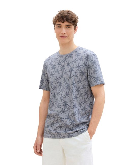 Tom Tailor Kurzarmshirt allover print t-shirt in Blue für Herren
