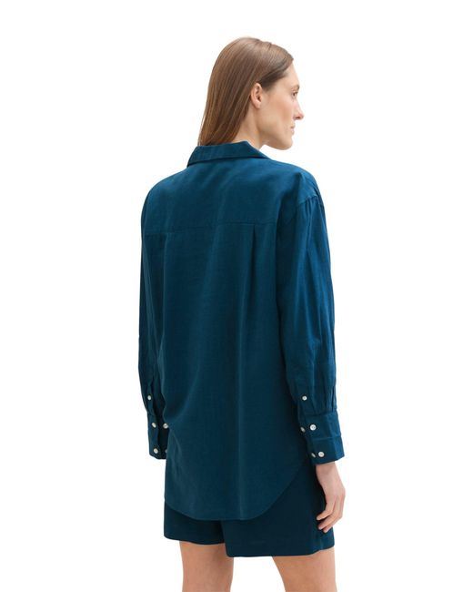 Tom Tailor Blue Blusentop modern blouse with linen