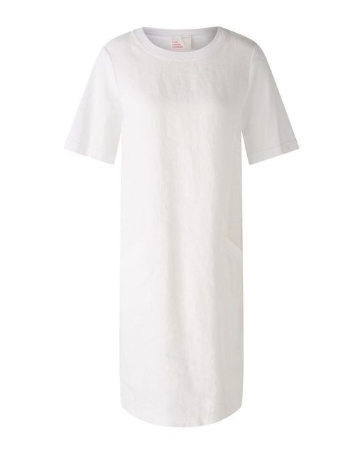 Ouí White Sommerkleid Kleid Leinen-Baumwollpatch