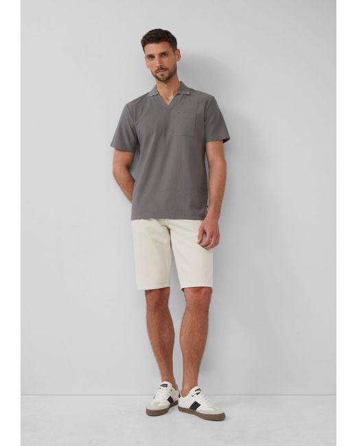 S.oliver Kurzarmshirt Poloshirt aus Struktur-Jersey mit Brusttasche Rippblende in Gray für Herren