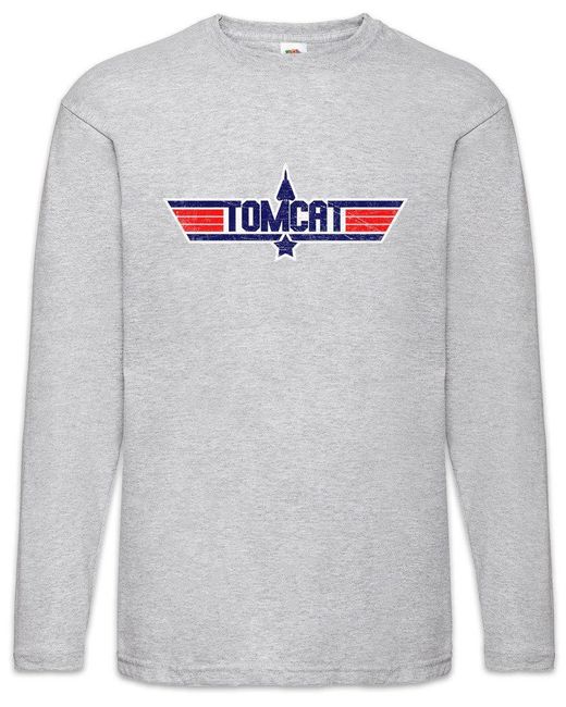 Urban Backwoods Langarmshirt Tomcat Langarm T-Shirt Top 80s kult Eigties Jet Düsenjet Fun Flugzeug in Gray für Herren