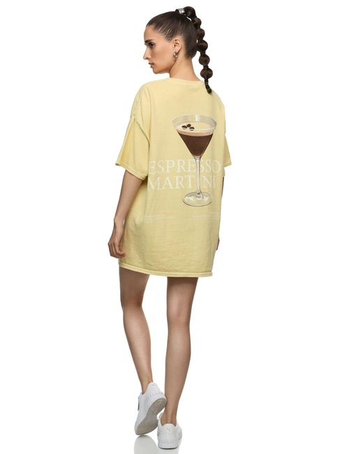 Worldclassca Metallic Oversized T-Shirt Sommer Oberteil Print - ESPRESSO MARTINI