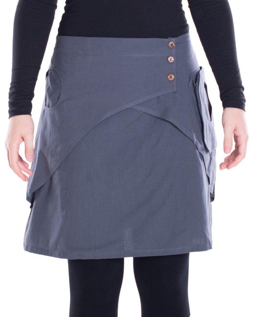 Vishes Blue Minirock Mini-Rock Baumwolle A-Linie breiter Bund