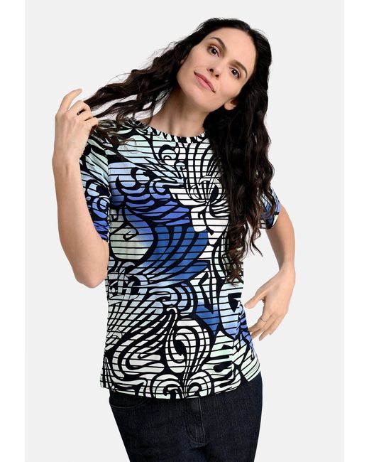 Bicalla Blue T- Shirt mit Streifen und Ornamenten in Blau/Schwarz (1-tlg)