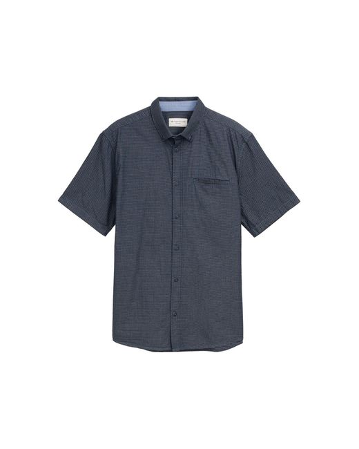 Tom Tailor Regular Fit Kurzarmhemd aus Baumwolle in Blue für Herren