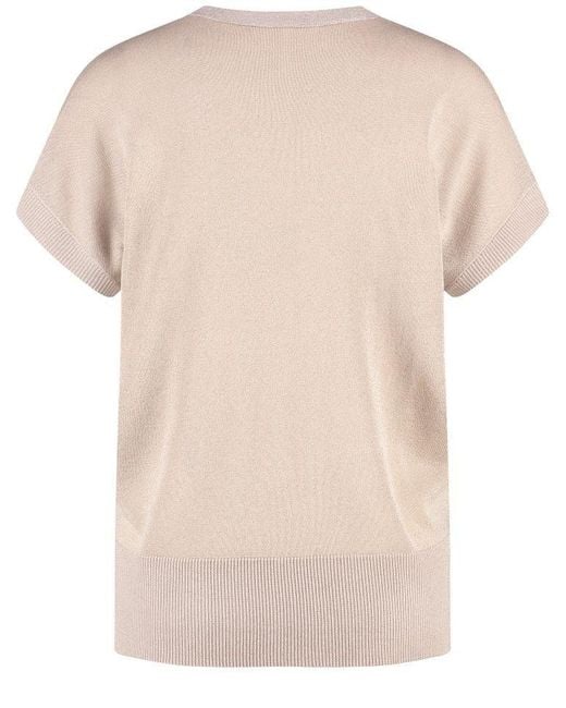 Taifun Natural T- – Unifarbenes Shirt mit V-Ausschnitt