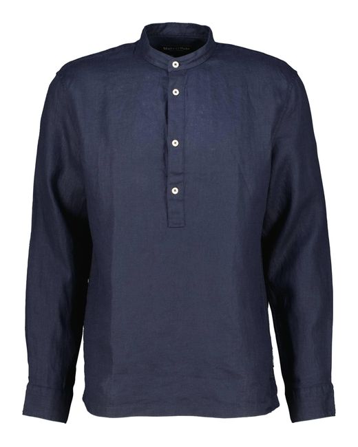 Marc O' Polo Langarmhemd Leinenhemd Regular Fit (1-tlg) in Blue für Herren