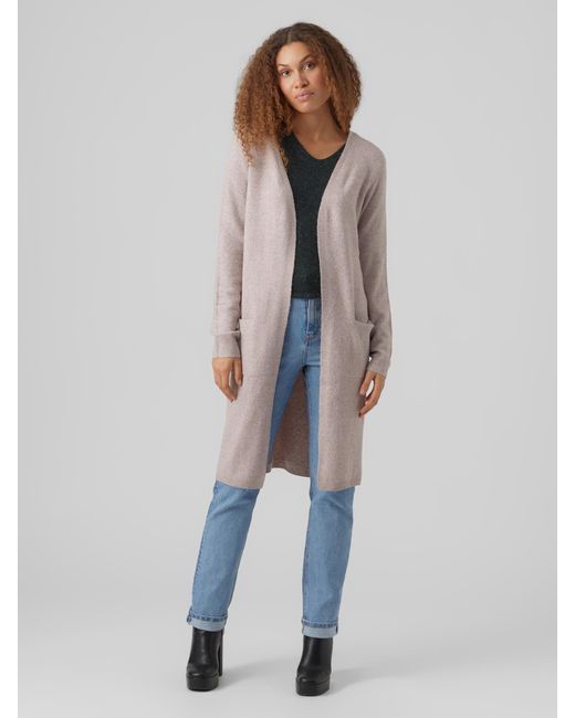 Vero Moda Strickjacke VMDOFFY LS LONG OPEN CARDIGAN GA NO in Grau | Lyst DE