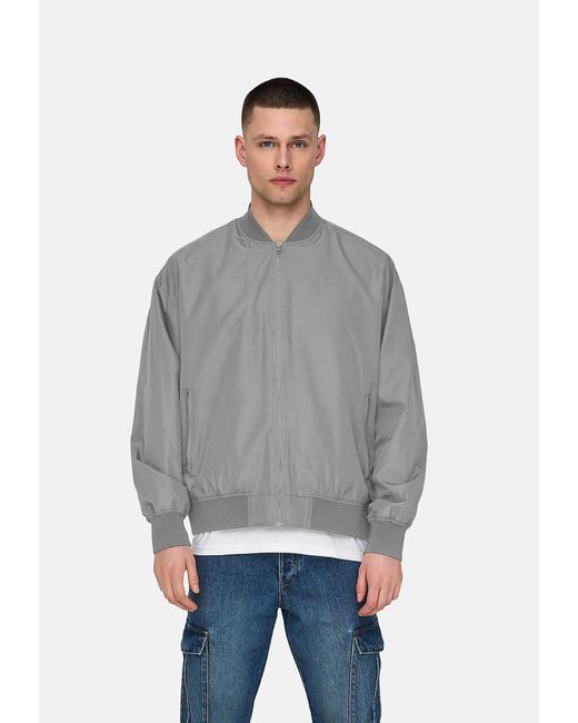 Only & Sons Uni Blouson Bomberjacke mit Reißverschluss ONSGAVIN BOMBER JACKET OTW CS in Gray für Herren