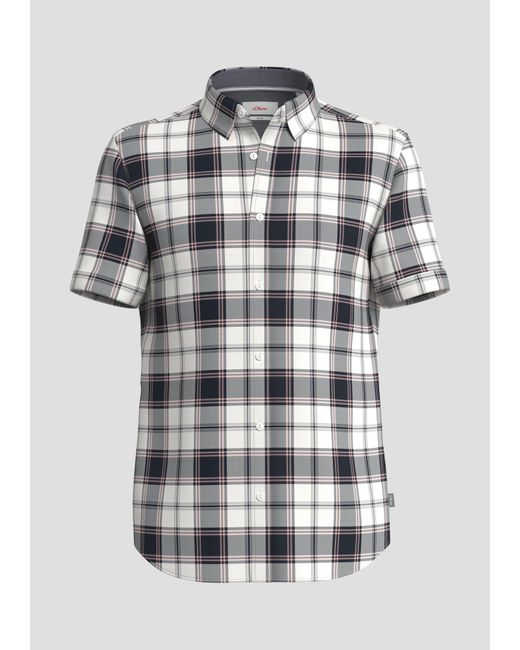 S.oliver Kurzarmhemd Kurzes Baumwollstretch-Hemd im Slim Fit in White für Herren