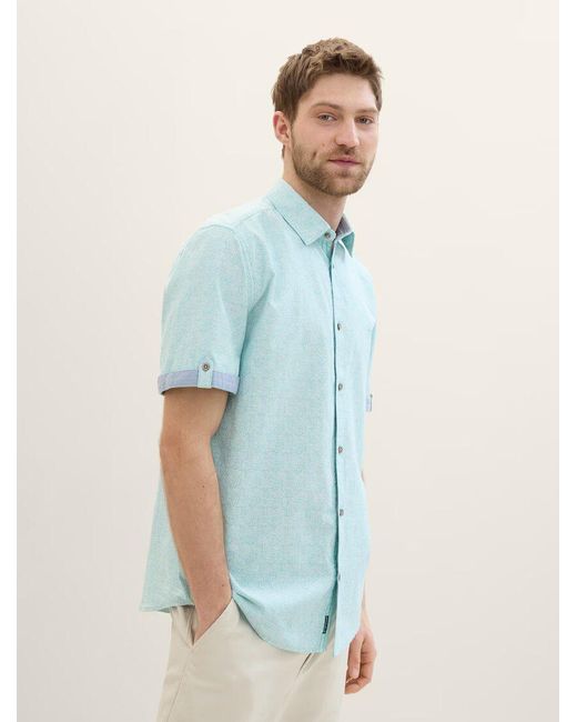 Tom Tailor Kurzarmhemd 1041367 Allover-Print in Blue für Herren