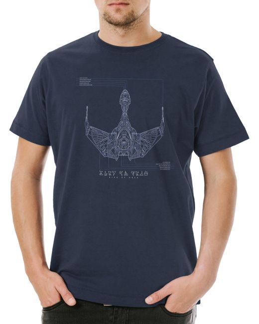 Urban Backwoods Print- Prey Bluebrint T-Shirt Raumschiff Star Spaceship Sci-Fi Bauplan für Herren