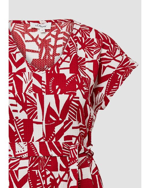 S.oliver Red Minikleid Strukturiertes Jerseykleid mit All-over-Print und Gürtel