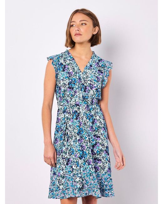 Apricot Blue Geblümtes Minikleid, (2-tlg) mit Rüschen