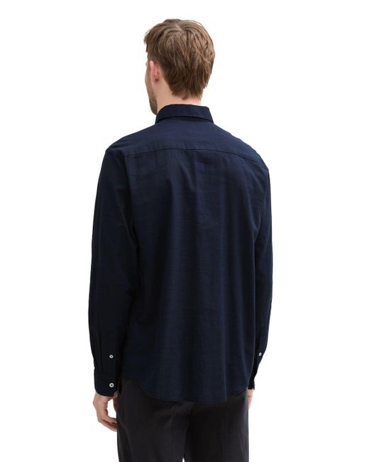 Tom Tailor Langarmhemd Regular Fit Chambray Hemd in Blue für Herren
