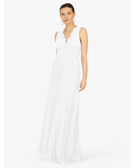 Kraimod White Abendkleid aus hochwertigem Polyester Material mit tiefer V-Ausschnitt