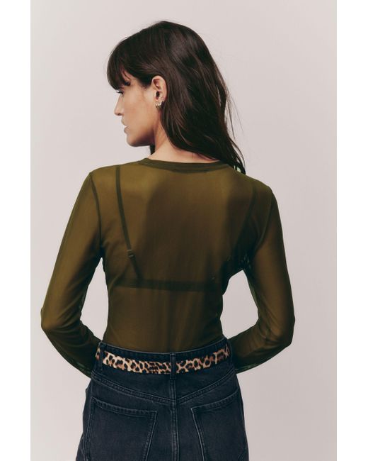 Next Green T-Shirt Langarmshirt in Mesh-Optik (1-tlg)