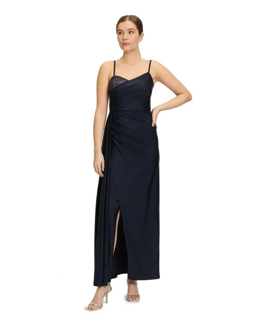 Vera Mont Blue Abendkleid mit Schmucksteinen Raffung