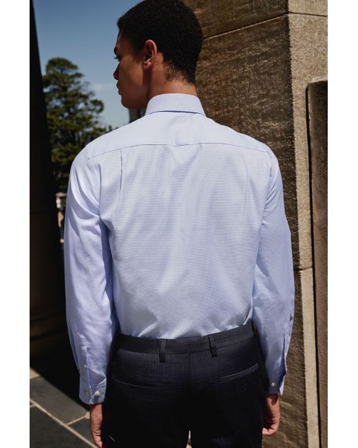 Next Langarmhemd Signature Hemd 100 % Baumwolle mit Haifischkragen (1-tlg) in Blue für Herren