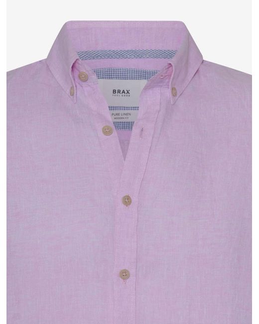 Brax Langarmhemd 44-3508 Leinenhemd in Purple für Herren